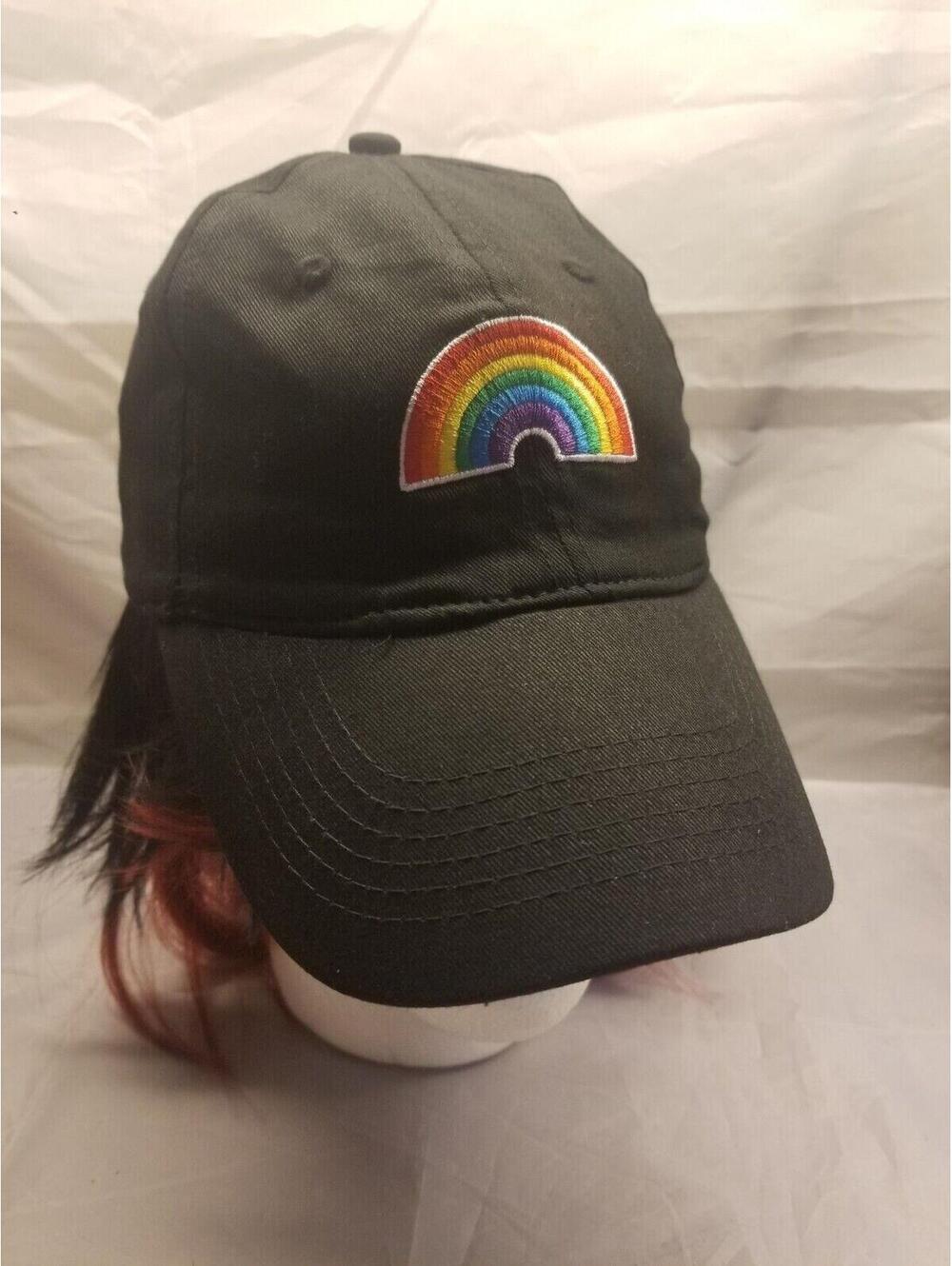 Rainbow Baseball Style Hat Black Adjustable Back